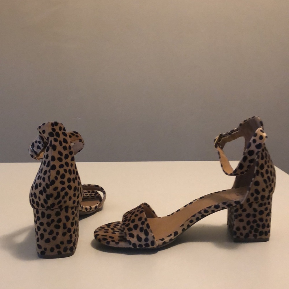 Velvet Leopard Low Block Heeled Sandals - Picture 6 of 6